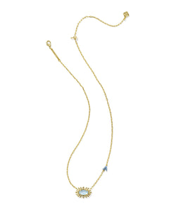 Kendra Scott Elisa Bird Gold Short Pendant Necklace in Sky Blue Mother of Pearl
