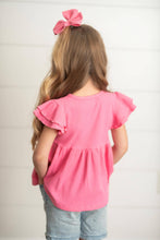 Load image into Gallery viewer, Girl's Double Ruffle Flutter Sleeve Shirt - Pink