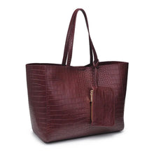 Load image into Gallery viewer, Tiffany Croc Tote Bag - Burgundy