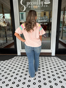 Kiara Ruffle Sleeve Top - Blush