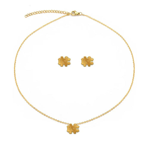 North Carolina College Vault Stud & Necklace Set - Gold