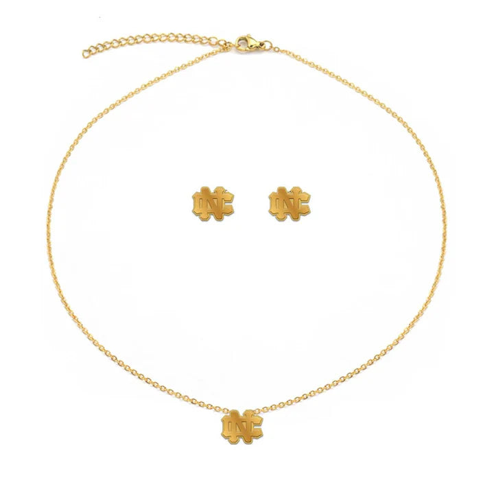 North Carolina College Vault Stud & Necklace Set - Gold