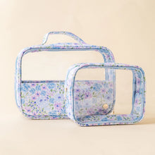 Load image into Gallery viewer, The Darling Effect Clearly Chic Cosmetic Bag Set - Secret Garden Blue