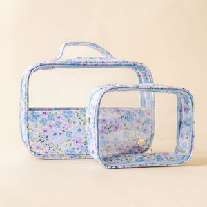 The Darling Effect Clearly Chic Cosmetic Bag Set - Secret Garden Blue