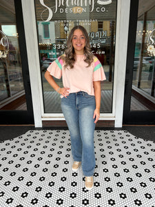 Kiara Ruffle Sleeve Top - Blush