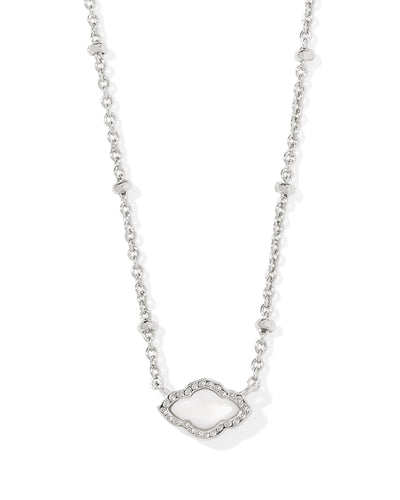 Kendra Scott Mini Abbie Silver Satellite Short Pendant Necklace in Ivory Mother of Pearl