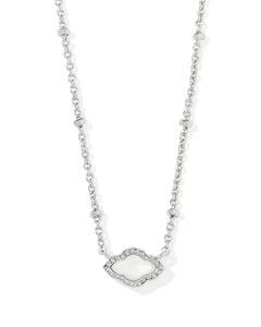 Kendra Scott Mini Abbie Silver Satellite Short Pendant Necklace in Ivory Mother of Pearl