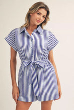 Load image into Gallery viewer, Saturdays Striped Romper - Blue