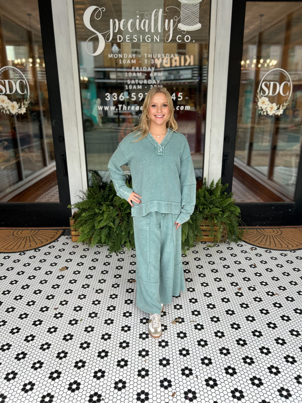 Asher Thermal Knit Pullover - Faded Teal