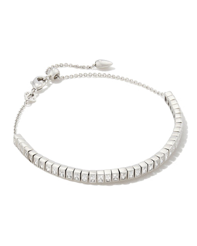 Kendra Scott Gracie Silver Tennis Delicate Chain Bracelet in White Crystal
