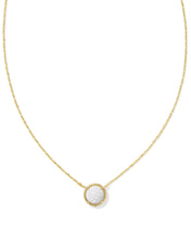 Load image into Gallery viewer, Kendra Scott Volleyball Gold Short Pendant Necklace in White Mother-of-Pearl