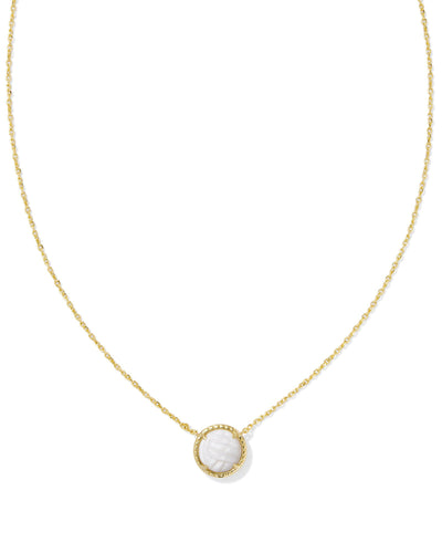 Kendra Scott Volleyball Gold Short Pendant Necklace in White Mother-of-Pearl