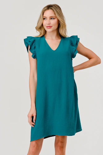 Katie V-Neck Dress - Teal