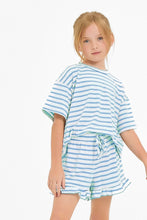 Load image into Gallery viewer, Stripes For Days Girl&#39;s Set {Shorts} - Light Blue