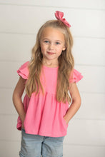Load image into Gallery viewer, Girl's Double Ruffle Flutter Sleeve Shirt - Pink