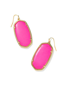 Kendra Scott Danielle Gold Drop Earrings in Neon Pink