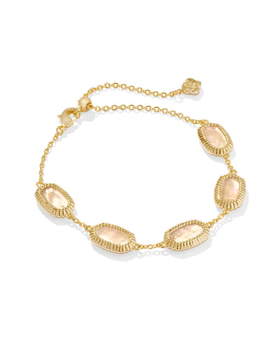 Kendra Scott Grayson Gold Ridge Frame Link Bracelet in Golden Abalone
