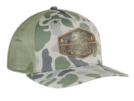 Dog Old School Camo Trucker Hat- Hand Burnished (Gr/Gray camo)