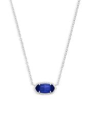 Load image into Gallery viewer, Kendra Scott Elisa Silver Pendant Necklace in Cobalt Cats Eye