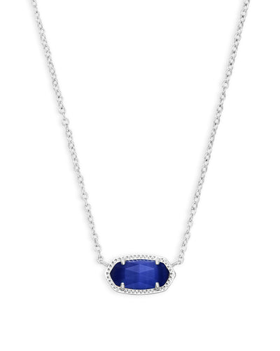 Kendra Scott Elisa Silver Pendant Necklace in Cobalt Cats Eye