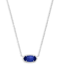 Kendra Scott Elisa Silver Pendant Necklace in Cobalt Cats Eye