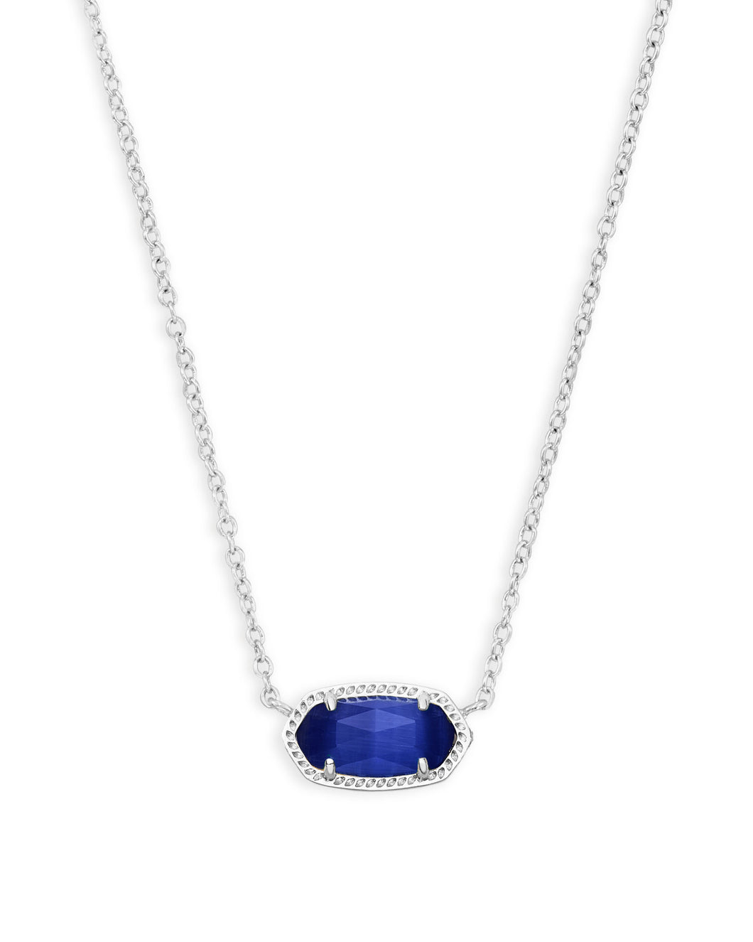 Kendra Scott Elisa Silver Pendant Necklace in Cobalt Cats Eye