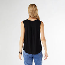 Load image into Gallery viewer, Erin Pleat Back V-Neck Tank - Black