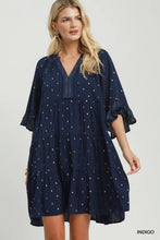 Load image into Gallery viewer, Jenny Metallic Dot  Dress - Indigo