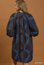 Load image into Gallery viewer, Mindy Abstract Leaf Print Dress - Slate Blue