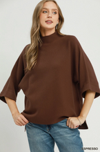 Load image into Gallery viewer, Mock Neck Dolman Sleeve Sweater Top - Espresso