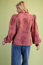 Load image into Gallery viewer, Sarah Floral Textured Blouse - Red Bean