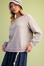 Load image into Gallery viewer, Lace Back Knit Pullover Top - Mushroom