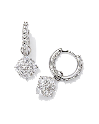 Kendra Scott Dira Silver Crystal Huggie Earrings in White Crystal
