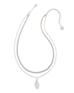 Kendra Scott Evelyn Silver Multi Strand Necklace in Rock Crystal Dichroic