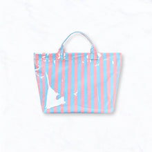 Load image into Gallery viewer, Waterproof Glossy Stripe Tote Bags - Blue &amp; Pink