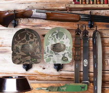 Load image into Gallery viewer, Dog Old School Camo Trucker Hat- Hand Burnished (Gr/Gray camo)