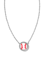 Kendra Scott Baseball Silver Short Pendant Necklace in Ivory Mother of Pearl