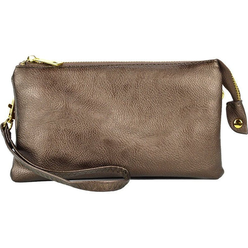 3 Compartment Crossbody/Wristlet- Bronze