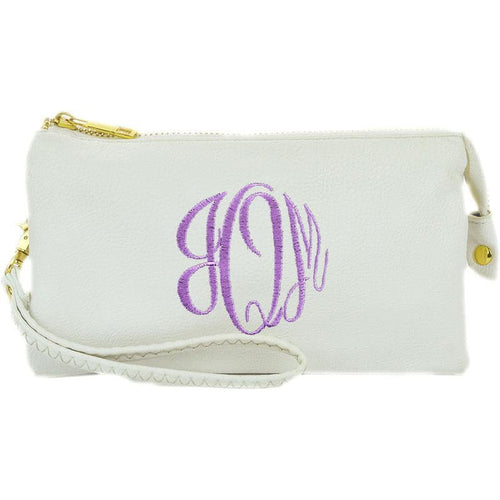 3 Compartment Crossbody/Wristlet- White