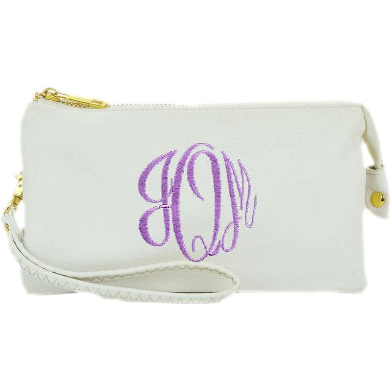 3 Compartment Crossbody/Wristlet- White