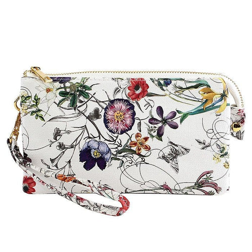 3 Compartment Crossbody/Wristlet- Flower