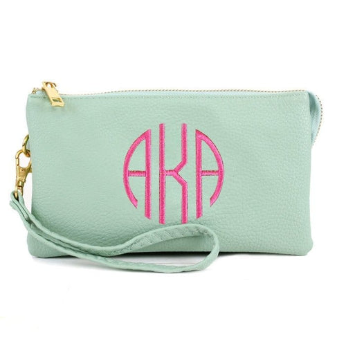 3 Compartment Crossbody/Wristlet- Mint