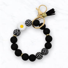 Load image into Gallery viewer, Beaded Daisy Flower Bracelet Keychain - Purple