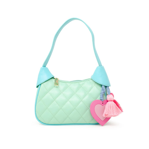 Classic Quilted Children's Shoulder Bag - Aqua Green