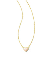 Load image into Gallery viewer, Kendra Scott Framed Ari Heart Short Gold Pendant Necklace in White Opalescent Resin