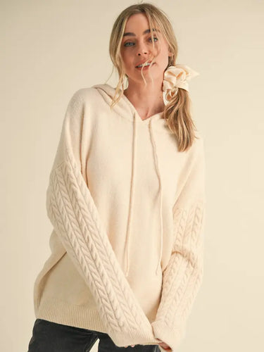 Alani Cable Knit Hoodie - Cream
