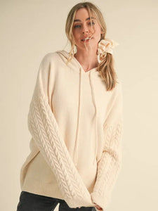 Alani Cable Knit Hoodie - Cream