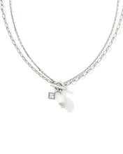 Load image into Gallery viewer, Kendra Scott Eve Silver Chain Multi Strand Necklace in White Pearl