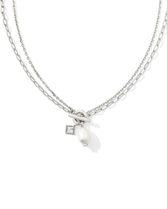Kendra Scott Eve Silver Chain Multi Strand Necklace in White Pearl