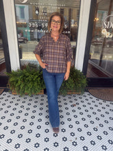 Load image into Gallery viewer, Diana Plaid Ruffle Top - Blue/Brown